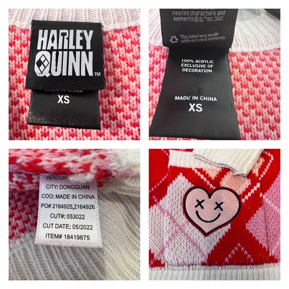 DC Comics Harley Quinn Diamond Cardigan Size XS - Picture 8 of 11